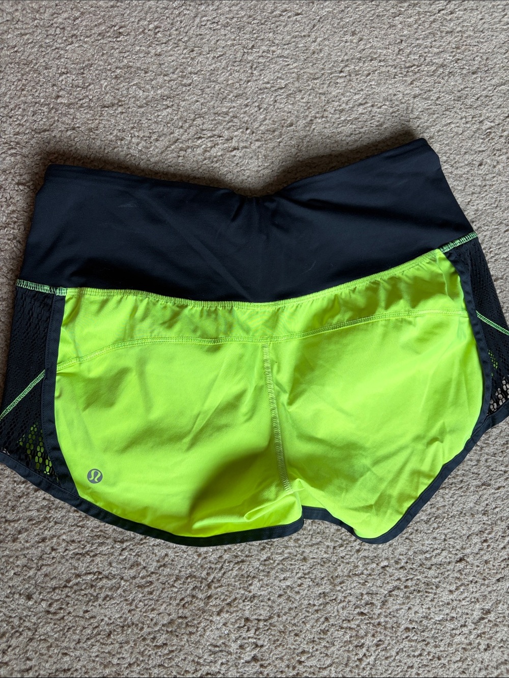 Lululemon Run Shorts - Neon Yellow and Black